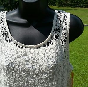 NWT Adiva Crochet Lace Hi Lo Top